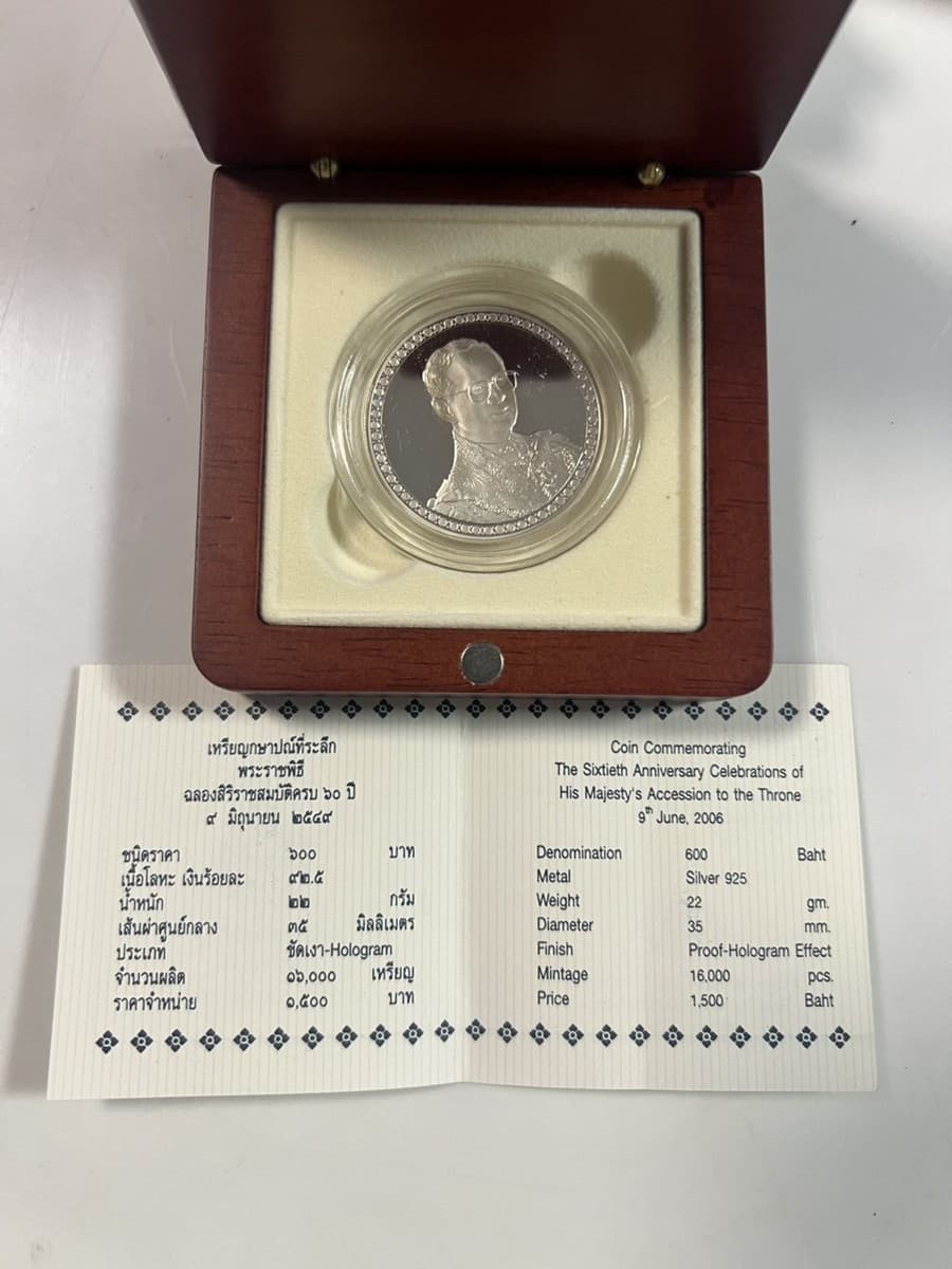 เหรียญกษาปณ์ที่ระลึก ร.9 ฉลองสิริราชสมบัติครบ 60 ปี ขัดเงา Hologram